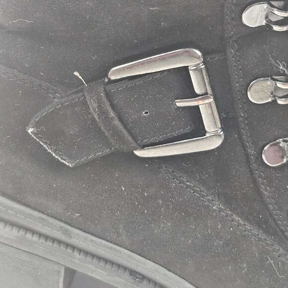 Black Jellypop Brandi Womens Suede Heeled Boots Size 6.5M Lace Up Fleece Lined - Picture 8 of 10